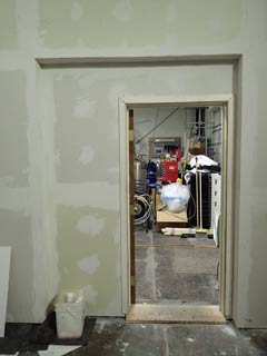 drywall around the side door frame