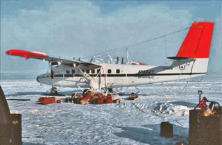 Giles Kershaw's aircraft at a Ross Ice Shelf camp