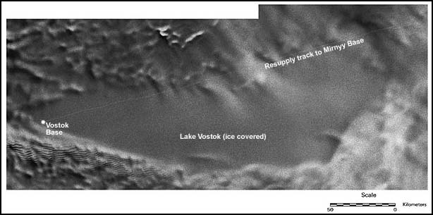 satellite image of Lake Vostok