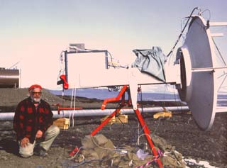 Darwin Smith with test antenna on Black Island
