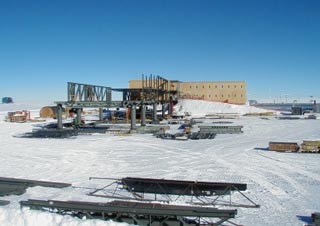 the erection continues a view from near the skiway