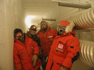 Hero shot of some of the piping installation crew