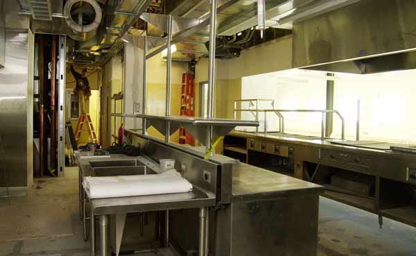 the kitchen food prep area