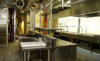 the kitchen food prep area