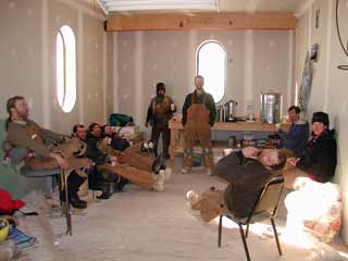 the panel crew on break