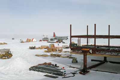 on deck B1 construction with a Herc on deck