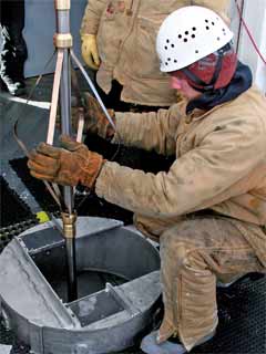 sending down a drill hole logger
