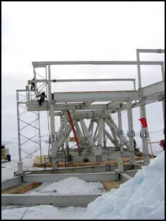 erection A closer view of the first floor framing