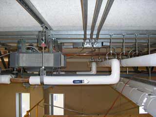 unit heater on the gym ceiling