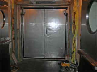the same vestibule after the wall coverings were removed