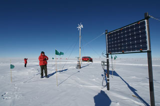 Wind turbine and PV panel installation