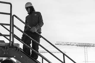 Don adjusts the SuperDARN building stairs