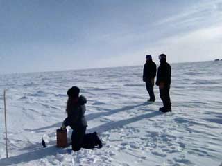 Andrea Dixon preparing to set off the blast