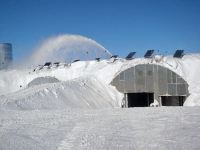 blowing snow off of the arches
