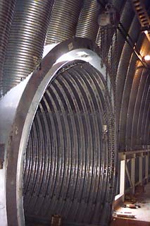 holey arches Batman tube installation, inside the old garage arch