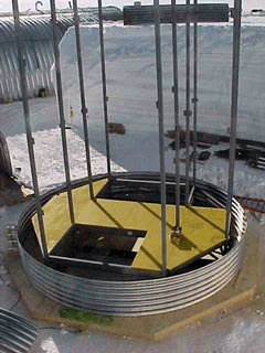 bottom level of the stair tower