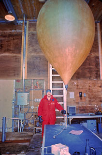 Lloyd launching a balloon