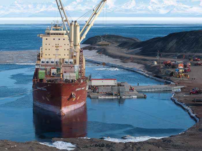 the Green Wave unloads at McMurdo, February 2012