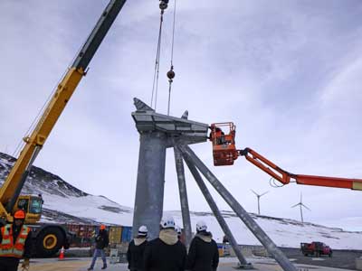 a closeup of the antenna pedestal before the pick
