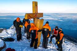 encasing the memorial cross on Ob Hill
