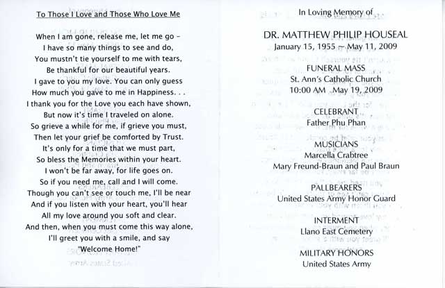 Funeral card center pages