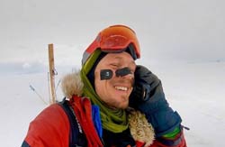 Colin O'Brady at the end of his trek