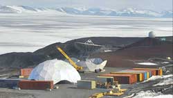 the Ross Island Earth Station under construction