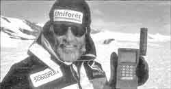 Bernard Voyer with his satcom device