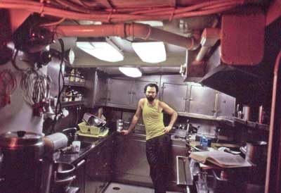 Joe Gill in the galley
