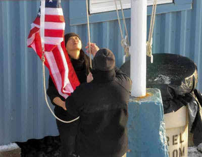 raising the American flag