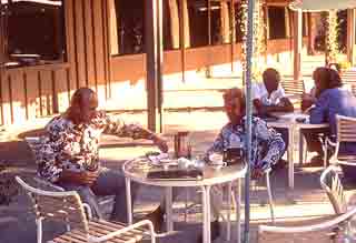 Bill Vincent and Del Harper having an alfresco breakfast