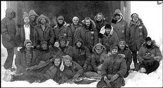 an early winter photo in front of the dome
