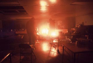 the galley in lantern light