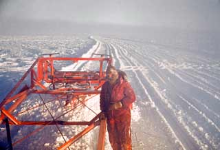 Bill Spindler in front of the land plane at -95