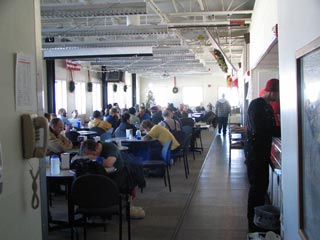 folks waiting in the galley