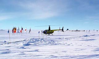 touchdown in the end zone R44 helo at Pole