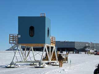 alien detectors were here SPASE-2 control building being towed to storage
