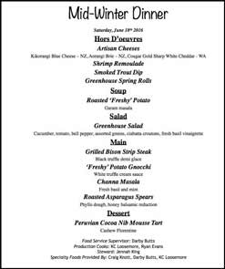 midwinter dinner menu