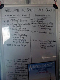 the schedule board in the camp galley