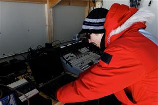 Dan Leussler on the sound board