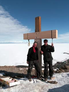 Darryn Slee and x working on the cross sheathing