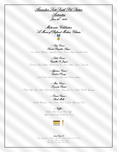 The midwinter dinner menu