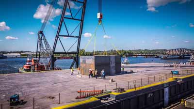 loading the motor onto a barge