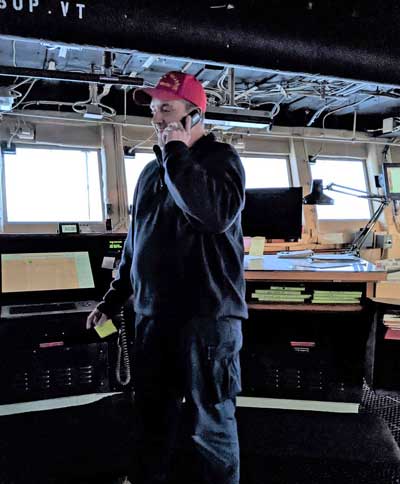 CAPT Boda on the bridge of the Healy