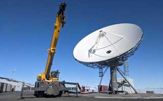 the installed Ross Island Earth Station antenna