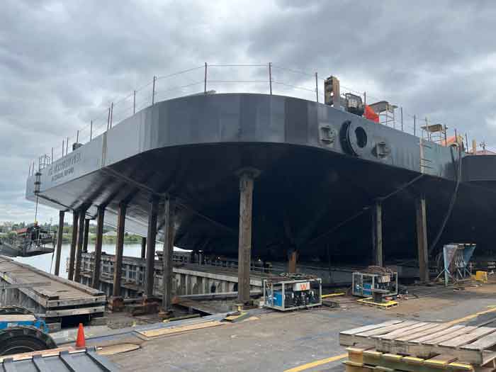 McMurdo barge pier under construction