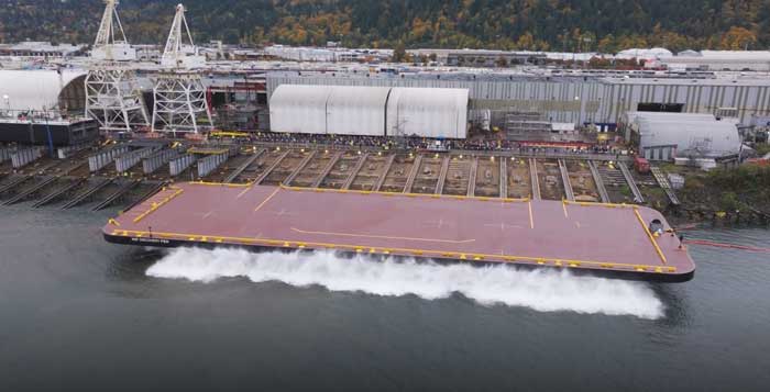 McMurdo barge pier launch
