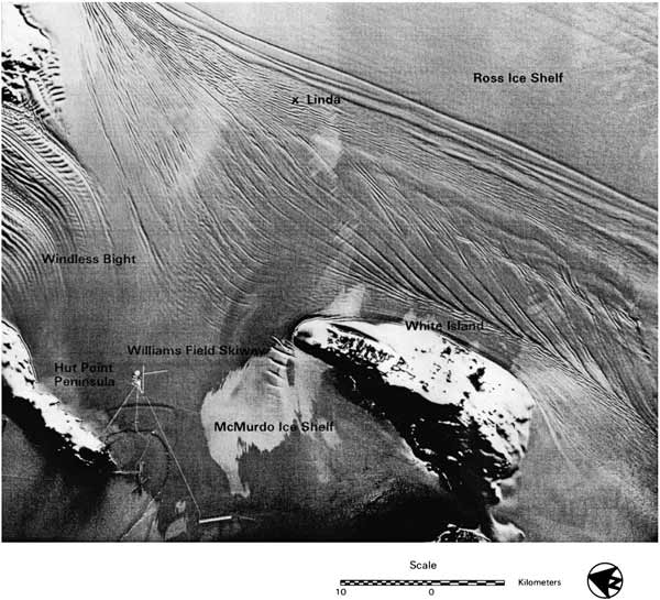 photo map of the crevasse location