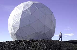 Bill Robertson in front of the radome