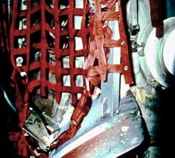 the propeller fragment that pierced the fuselage